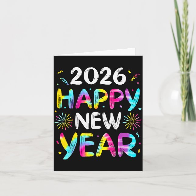 Tie Dye Happy New Year 2026 Family Matching New Ye Card (Front)