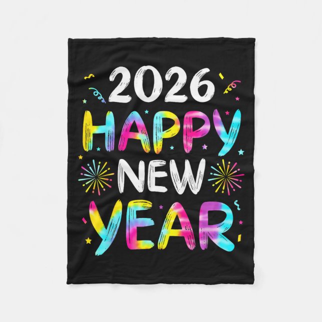 Tie Dye Happy New Year 2026 Family Matching New Ye Fleece Blanket (Front)