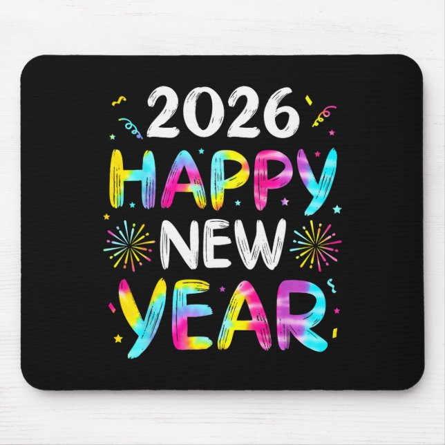 Tie Dye Happy New Year 2026 Family Matching New Ye Mouse Mat (Front)