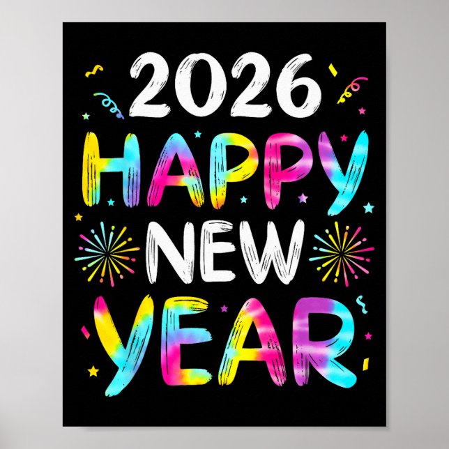 Tie Dye Happy New Year 2026 Family Matching New Ye Poster (Front)
