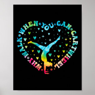Tie-dye Heart Cartwheel Gymnastics Cheerleader Gym Poster