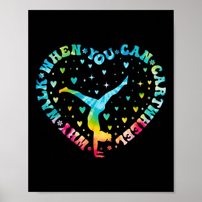 Tie-dye Heart Cartwheel Gymnastics Cheerleader Gym Poster (Front)