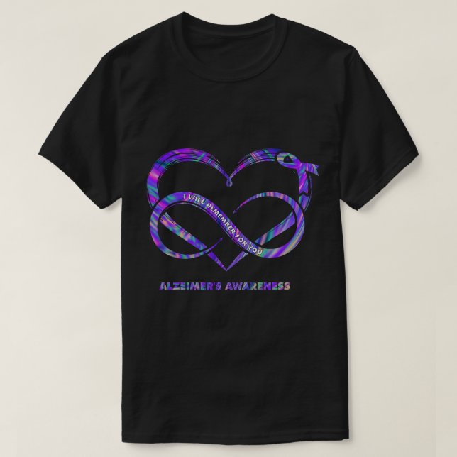 Tie Dye Heart I'll Remeber For You Alzheimer's Awa T-Shirt (Design Front)
