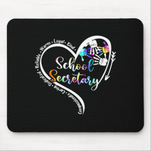 Tie Dye Heart School Secretary Life Cute Back to Mouse Mat