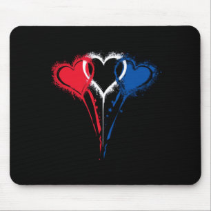Tie Dye Heart Usa Flag Colours White Red Blue 4th Mouse Mat