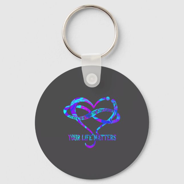 Tie Dye Heart Your Life S Suicide Prevention Aware Key Ring (Front)