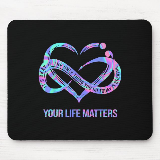 Tie Dye Heart Your Life S Suicide Prevention Aware Mouse Mat (Front)