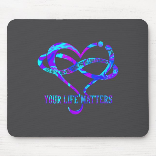 Tie Dye Heart Your Life S Suicide Prevention Aware Mouse Mat (Front)