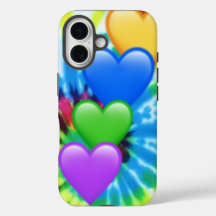 Tie Dye Hearts iPhone 16 Case