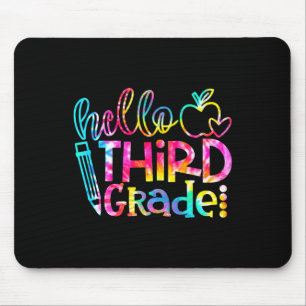 Tie Dye Hello 3rd Grade Teacher Student Byck To Sc Mouse Mat