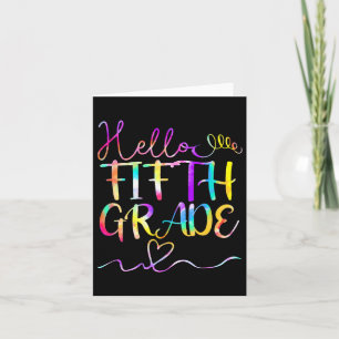 Tie Dye Hello Fifth 5th Grade Teacher Student Byck Card