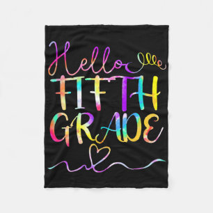 Tie Dye Hello Fifth 5th Grade Teacher Student Byck Fleece Blanket