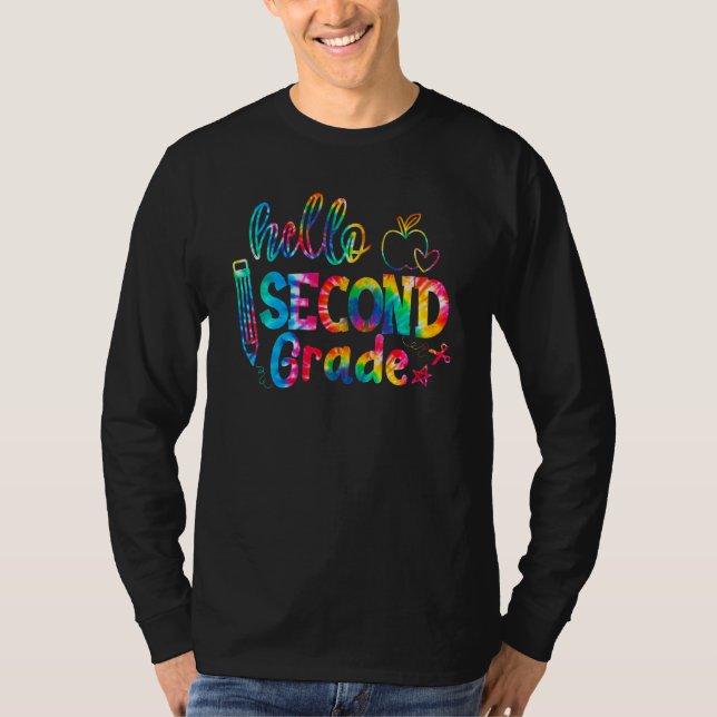 Tie Dye Hello Second 2nd Grade First Day Of School T-Shirt (Front)