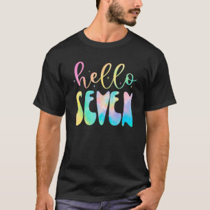 Tie Dye Hello Seven 7 Year Old 7th Birthday Girl A T-Shirt