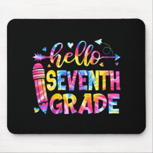 Tie Dye Hello Seventh Grade Teacher Student Back T Mouse Mat