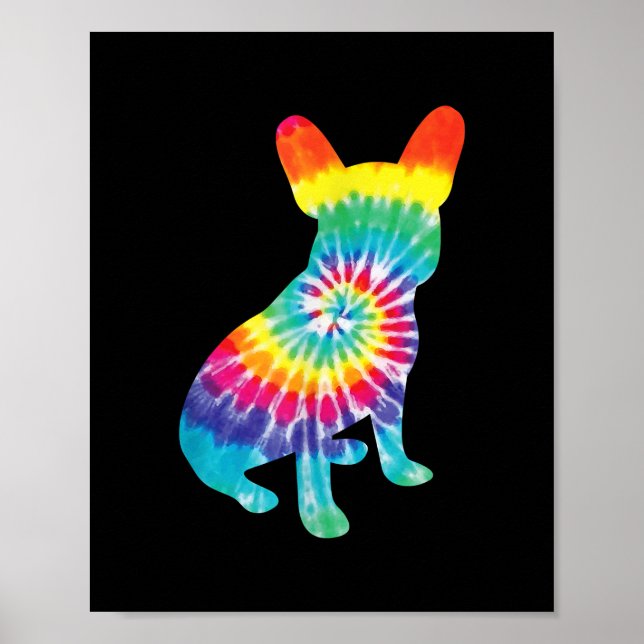 Tie Dye Hippie French Bulldog Gift For Dog Lover Poster (Front)