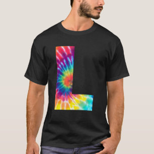 Tie Dye Hippie L Letter Capital Alphabet Monogram T-Shirt