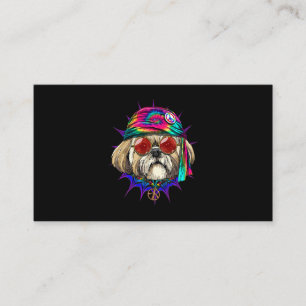 Tie Dye Hippie Shih Tzu Hippiness Peace Love Dog 6 Business Card