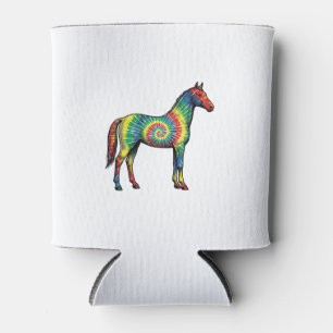 Tie Dye Horse Vintage Engraving Vector Art Can Cooler