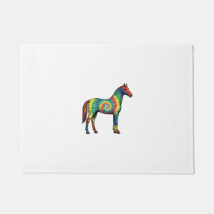 Tie Dye Horse Vintage Engraving Vector Art Doormat