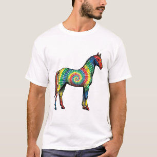 Tie Dye Horse Vintage Engraving Vector Art T-Shirt