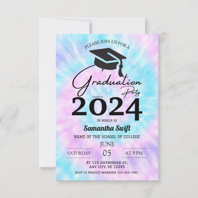 Tie Dye Hs Graduation invitations (Front)