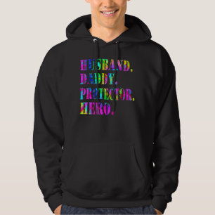 Tie Dye Husband Daddy Protector Hero Father's Day  Hoodie
