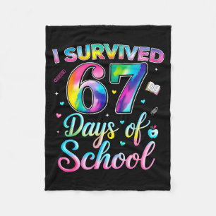 Tie Dye I Survived 67 Days Of School Funny Six Sev Fleece Blanket