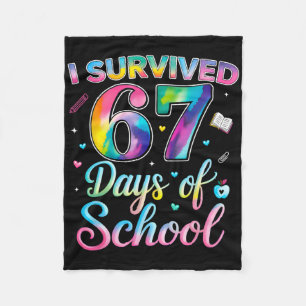 Tie Dye I Survived 67 Days Of School Funny Six Sev Fleece Blanket