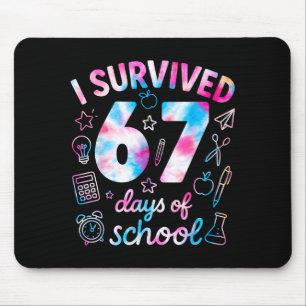 Tie Dye I Survived 67 Days Of School Funny Six Sev Mouse Mat