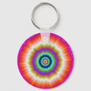 Tie-Dye in Violet Red and Green Key Chain