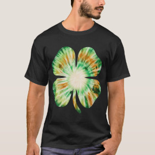 Tie Dye Irish Shamrock Lucky Four Leaf Clover T-Shirt