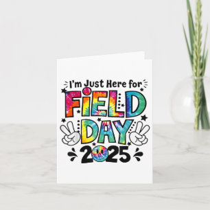 Tie Dye Just Here For Field Day 2025 Peace Sign Te Card