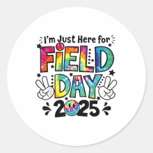 Tie Dye Just Here For Field Day 2025 Peace Sign Te Classic Round Sticker