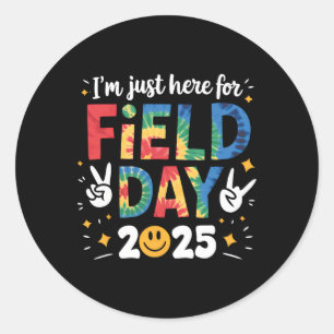Tie Dye Just Here For Field Day 2025 Peace Sign Te Classic Round Sticker