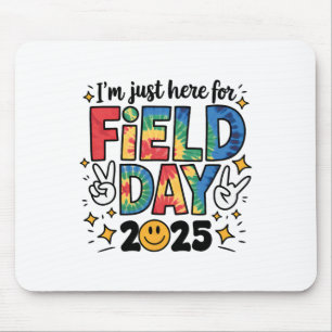 Tie Dye Just Here For Field Day 2025 Peace Sign Te Mouse Mat
