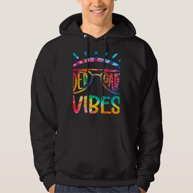 Tie Dye Kindergarten Vibes Student Teacher Back to Hoodie (Front)