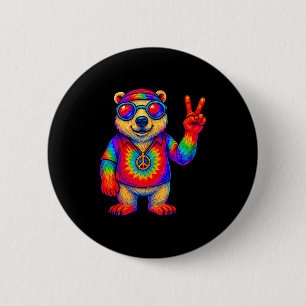 Tie-dye Lar Bear Peace Sign Hip 6 Cm Round Badge