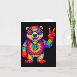 Tie-dye Lar Bear Peace Sign Hip  Card