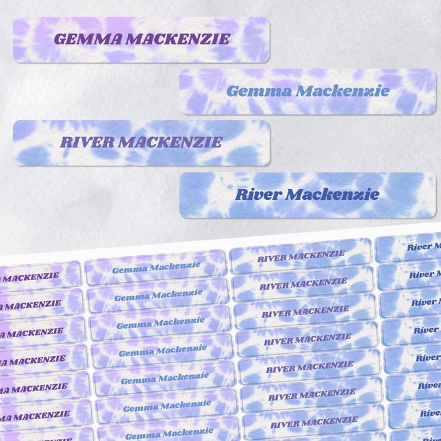 Tie Dye Lavender Blue Kids Name Waterproof (Creator Uploaded)