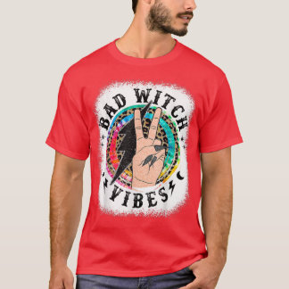 Tie Dye Leopard Bad Witch Vibes Funny Halloween Gi T-Shirt