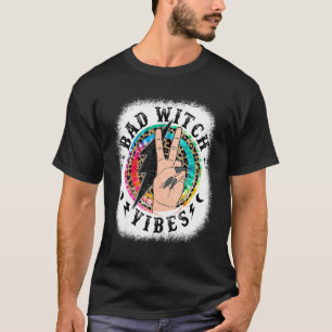 Tie Dye Leopard Bad Witch Vibes Halloween Girls W T-Shirt