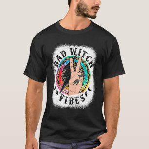 Tie Dye Leopard Bad Witch Vibes Halloween Girls W T-Shirt