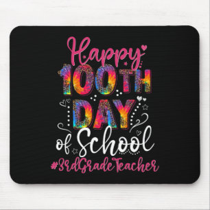 Tie Dye Leopard Happy 100th Day Of School 3rd Grad Mouse Mat