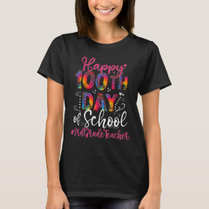 Tie Dye Leopard Happy 100th Day Of School 3rd Grad T-Shirt
