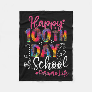 Tie Dye Leopard Happy 100th Day Of School Paraprof Fleece Blanket