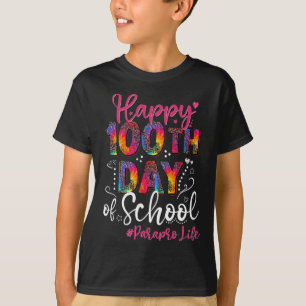 Tie Dye Leopard Happy 100th Day Of School Paraprof T-Shirt