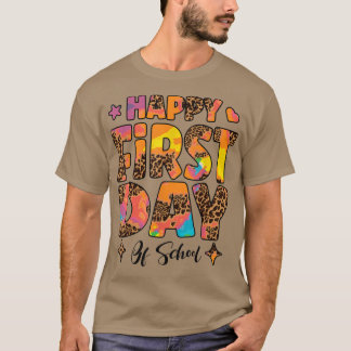 Tie Dye Leopard Happy First Day Of School Teacher T-Shirt