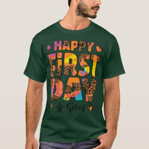 Tie Dye Leopard Happy First Day Of School Teacher T-Shirt