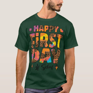 Tie Dye Leopard Happy First Day Of School Teacher T-Shirt